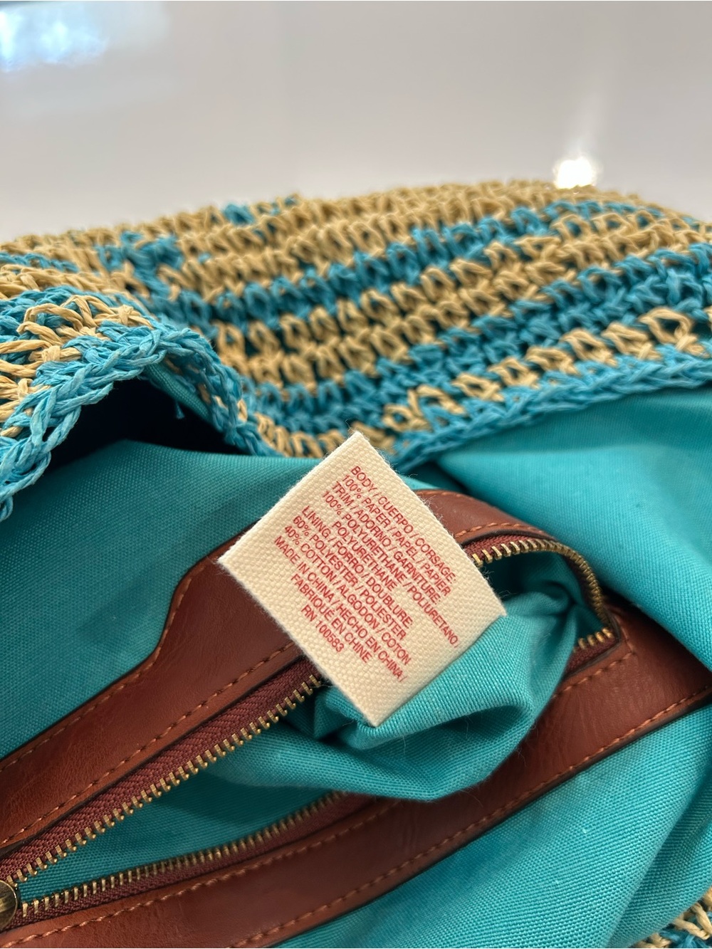 Lucky Brand Woven Summer Tote Bag NWT - Picture 6 of 8